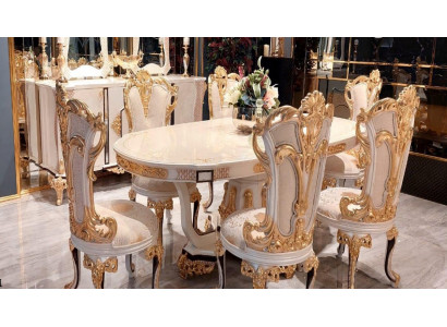 Dësch Luxus Iesszëmmerdësch Iesstësch Iesszëmmer Holz Dëscher Barock Iess Miwwelen Nei