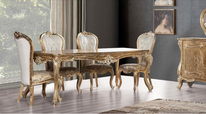 Dësch Iesszëmmerdësch Iessdësch Iesszëmmer Holz Dëscher Barock Iess Luxus Miwwelen Nei