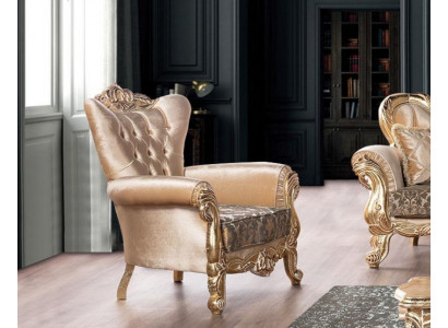 Fautteuil Sëtz Sëtzer Design Wunnzëmmer Polster Neie Stil Barock Rokoko Luxus Beige