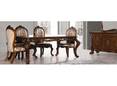 Iesszëmmerstull Stull Miwwelen Holz Luxus Iesszëmmer Stoff Stil Barock Still