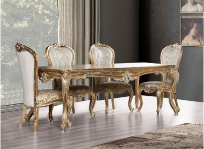 Barock Iesszëmmerstull Stull Lehn Holz Luxus Iesszëmmer Barock Stoff Stil Stillen
