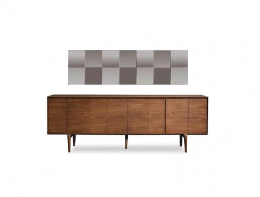 Modernt Luxus Holz Sideboard Wunnzëmmer Ofleen Konsol Spigel 2 Deeler