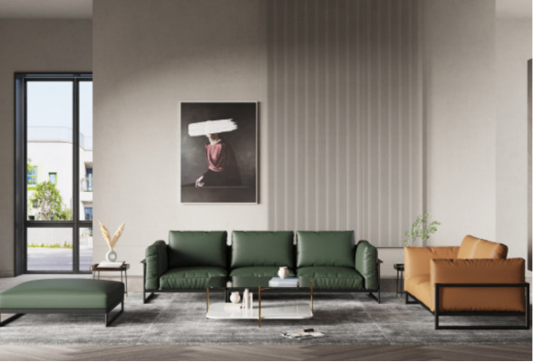 Brong-gréng 3+2 Sëtzer Ledergarnitur Wunnzëmmer Konschtläder Couch-Set