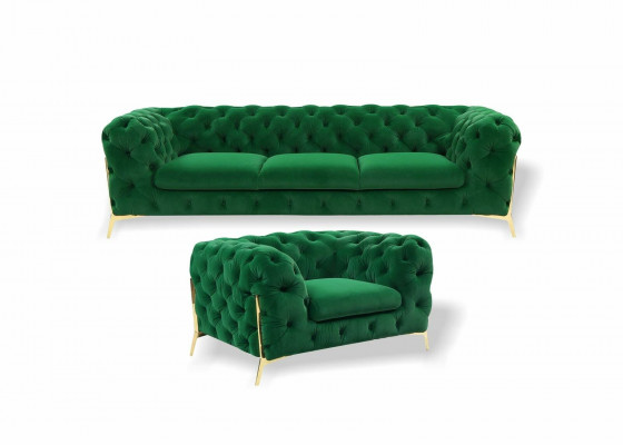 Italienesch Miwwelen Sofagarnitur 3+1 Setzer Design Sofa Polster Couchen Chesterfield