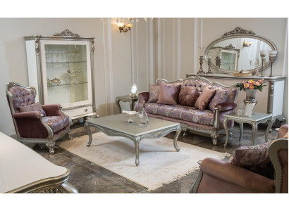 Sofagarnitur 3+2+1 Sëtzer Couchtisch Niewentisch Fotell Set 6 Stéck Barock