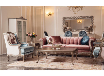 Sofagarnitur Klassesch Sofa Couch Set Dësch 2x Fotell Luxus Set 4tlg.