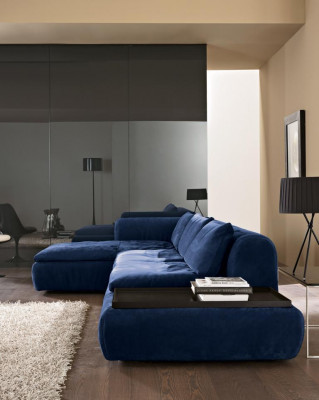 Eckcouch L-Form Miwwel Blo Sofas Textil Couch Polsterung Couchen Sofa