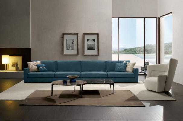 Sofa 4-Sëtz Polstersofa Lieder Sofen Design Italienesch Miwwelen Blo