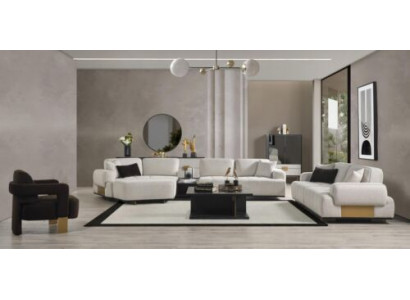 Wunnzëmmer Set Ecksofa L-Form 3+1 Sëtzer Sofa Couches Garnitur Miwwelen Sofasen