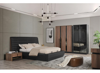 Schlofkummer Set Bett 2xNuetsdëscher Kleederschaf 4tlg Design Luxus nei