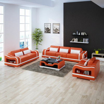Ledercouch Sofa Wunnlandschaft 3+2+1 Sëtzer Garnitur Design Modern Sofa G8030D