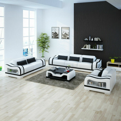 Ledercouch Sofa Wunnlandschaft 3+2+1 Sëtzer Garnitur Design Modern Sofa G8030D
