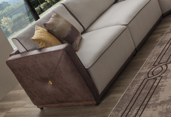 Luxus Ecksofa Sofaen L-Form Grousst Sofa Eck Wunnzëmmer Polyester Modern Stoff Nei