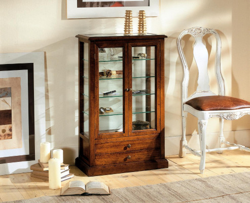 Wunnzëmmer Miwwelen Massiiv Holz Vitrinnen Glas Schaf Massivholz Anrichte Vitrine