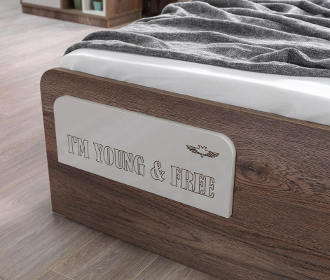 Komplett 5-Deeler Kannerzëmmer Set Modern Jugendzëmmer Braun Holz Bett