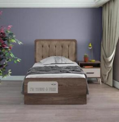 Komplett 5-Deeler Kannerzëmmer Set Modern Jugendzëmmer Braun Holz Bett