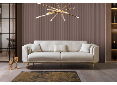 Modern Zëmmer Sofa Luxus wäiss Sofas Gepolstert Sëtz 3 Sëtzplazen