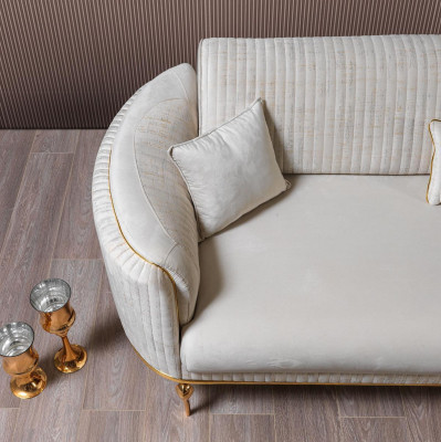 Modern Zëmmer Sofa Luxus wäiss Sofas Gepolstert Sëtz 3 Sëtzplazen