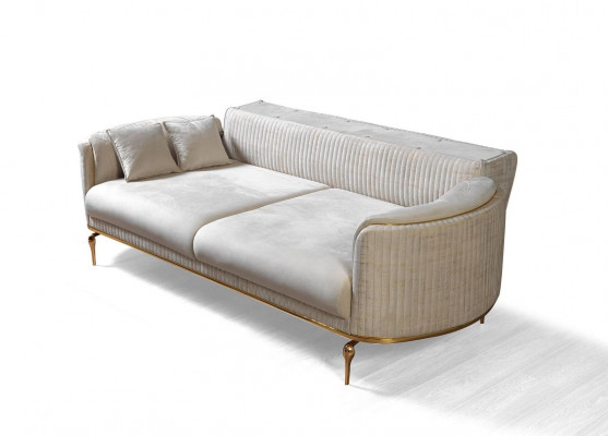 Modern Zëmmer Sofa Luxus wäiss Sofas Gepolstert Sëtz 3 Sëtzplazen