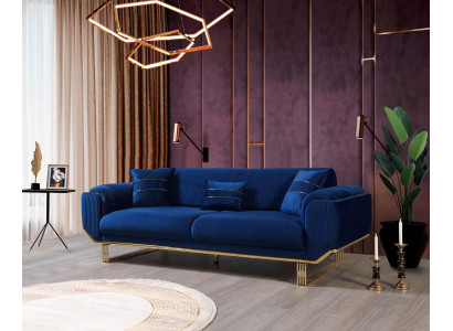 Luxus 3-Sëtz Sofa Wunnzëmmer Blo Sofas Design Modern Couch Miwwelen