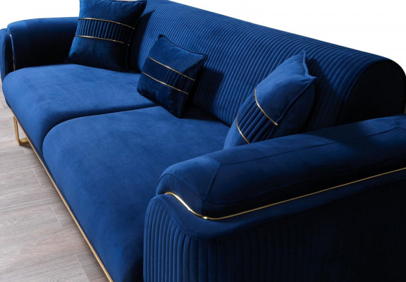 Luxus 3-Sëtz Sofa Wunnzëmmer Blo Sofas Design Modern Couch Miwwelen