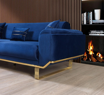 Luxus 3-Sëtz Sofa Wunnzëmmer Blo Sofas Design Modern Couch Miwwelen