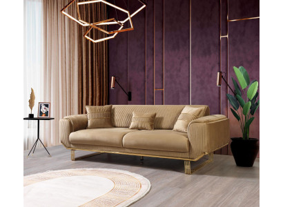 Luxus Sofa 3 Sëtzer Wunnzëmmer Beige Modernen Design 234cm Sofas Miwwelen