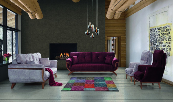 Faarweg Sofagarnitur Lila Sofa Couch Sëtz Polster Garnitur 4tlg. Set 3311