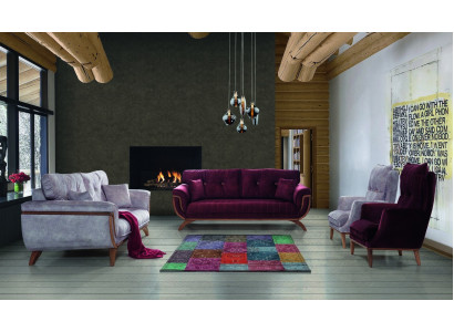 Faarweg Sofagarnitur Lila Sofa Couch Sëtz Polster Garnitur 4tlg. Set 3311