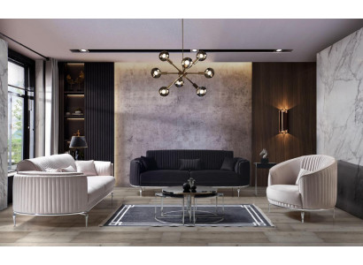 Canapé-Set 3+3+1 Setter Luxus Modern Set Wunnzëmmer Miwwelen Textil Canapé Garnitur