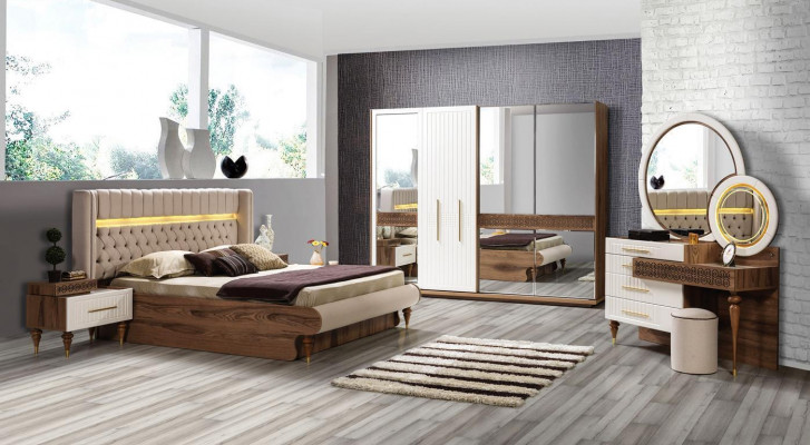Schlofkummer Set 5 Stéck Design Luxus Bett Chesterfield Komplett Set