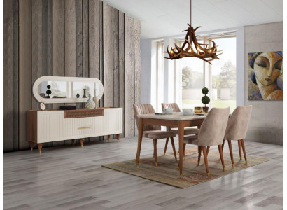 Iesszëmmer Set 3 Stéck Grupp Garnitur Iessdësch Kommode Spigel Komplett Set