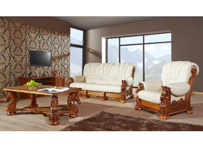 Klassesch Sofa Sëtzer Set Couch Polster Garnitur Sëtz Sofa Lieder Holz 3+2+2 Set