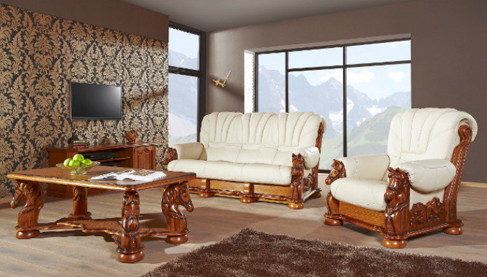Antik Stil Lieder-Canapé Couche Sofagarnitur Polster 3+1 Sëtzer Italienesch Lieder