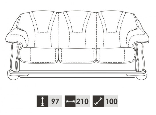 Antik Stil Liederdivan Canapé Sofagarnitur 3+2+1 Sëtzer Italienesch Lieder Polster
