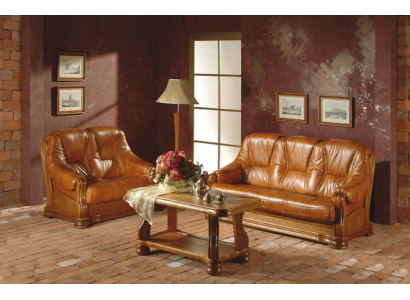 Wunnzëmmer Sofagarnitur Canapé Polstersofa 100% Echt Lieder Holz 3+1