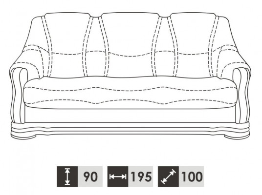 Klassesch Dräisëtzer Couch Couchen Polster Sofa 3-Sëtzer Lieder Couchen