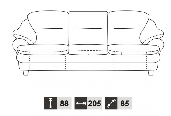 Kino Couch Dräisëtzer Couch 3 Sëtzer Polstersofa Lieder Sofas Couchen