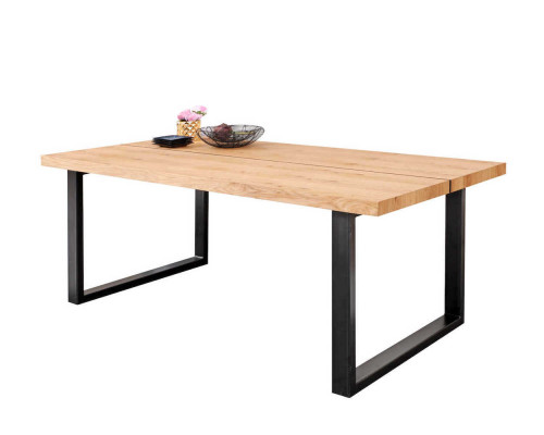 Metallbeen Dësch Natierlecht Holz Nei Klassesch Schieben Loft Schied 180x90