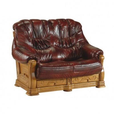 Zweesëtzer Couch Klassesch Ledersofa Sofas Polstersofa 2 Sëtzer Lieder