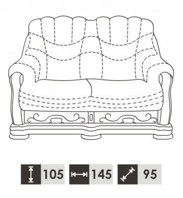 Zweesëtzer Couch Klassesch Ledersofa Sofas Polstersofa 2 Sëtzer Lieder