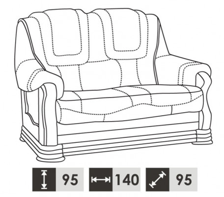 Sofa 2 Sëtz Klassesch Wunnzëmmer Sofa Couch Polstere Zwesëtz.