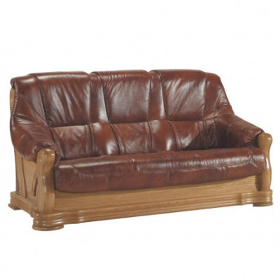 Antik Stil Ledersofa Couchesofa Garnitur 3+1+1 Sëtzer Italiniescht Lieder Polster