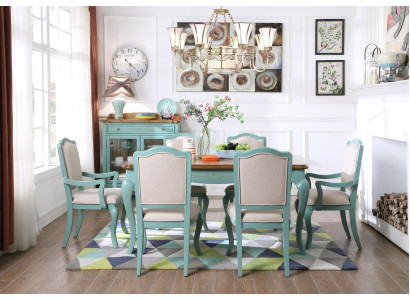 Iessensemble Iessdësch 6 x Stull Set Set Garnitur Dësch Klassesch Iessgrupp 7 Deeler.