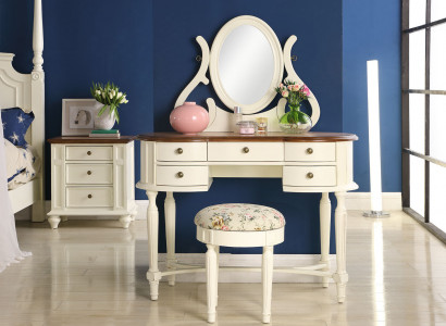 Schminktisch Spigel Hocker Komplett Kommode Schlofzëmmer Landhausméifeler Konsol