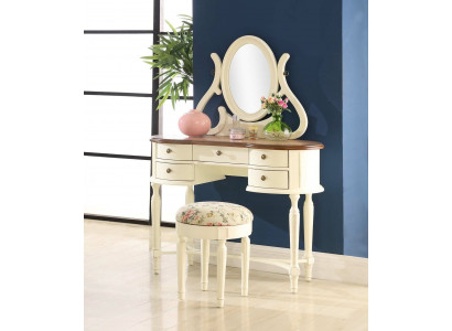 Klassesche Schminktisch Spigel Luxus Konsol Hocker Make-up Dësch Landhaus Nei