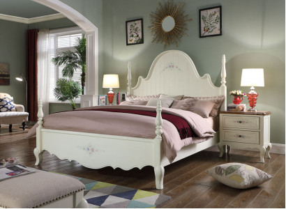 Klasses Schlofzëmmer Set 3-deel Bett Duebelbett Better 2x Nuetsschaf Holz 3-deel. Nei.