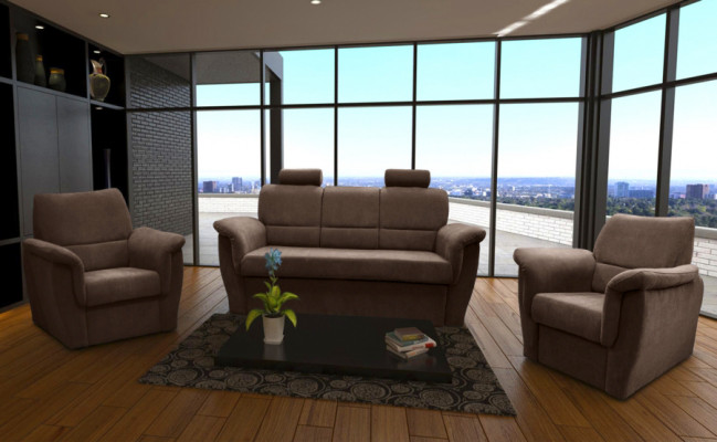 Sofagarnitur 3+1+1 Sëtzer mat Schlofffunktioun a Bettkëscht Polstergarnitur Sofa Couch Nei