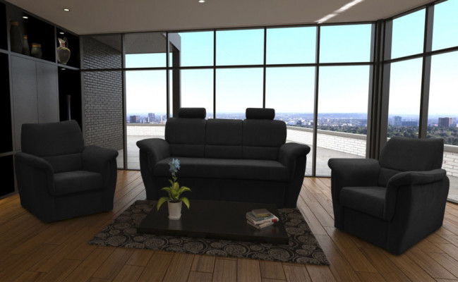 Sofagarnitur 3+1+1 Sëtzer mat Schlofffunktioun a Bettkëscht Polstergarnitur Sofa Couch Nei