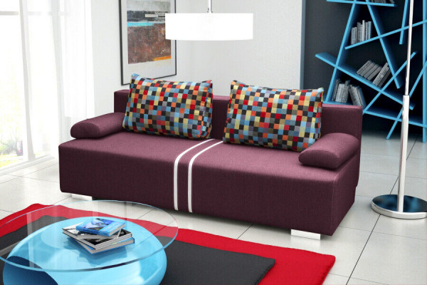 Schlofschofä 3-Sëtzer mat Schloffunktion, Bettekëscht a Klappcouch - Designer Schofä